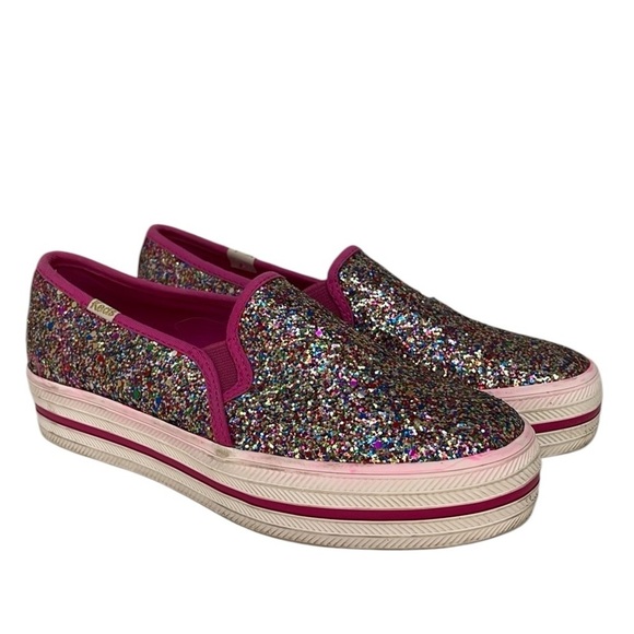 Kate Spade x Keds Shoes Colorful Glitter Slip-On Sneakers Size 5 - Picture 2 of 11